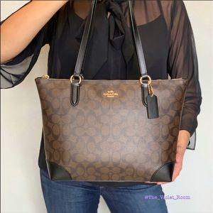 ▪️COACH▪️Small ZipTop Signature Coated Canvas Tote